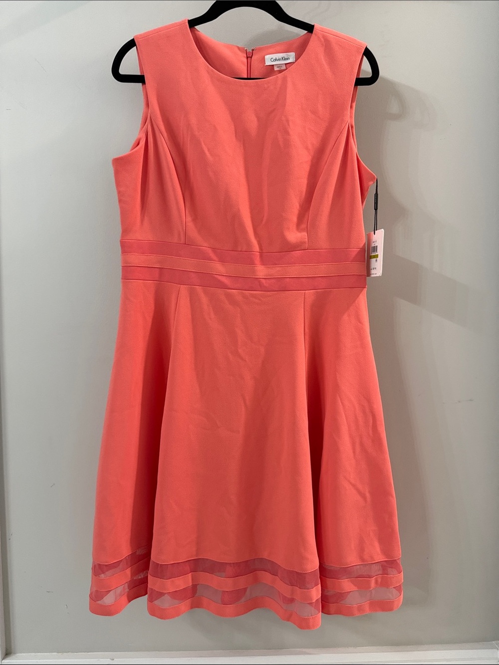 Calvin Klein Coral Fit-and-Flare Sleeveless Dress
